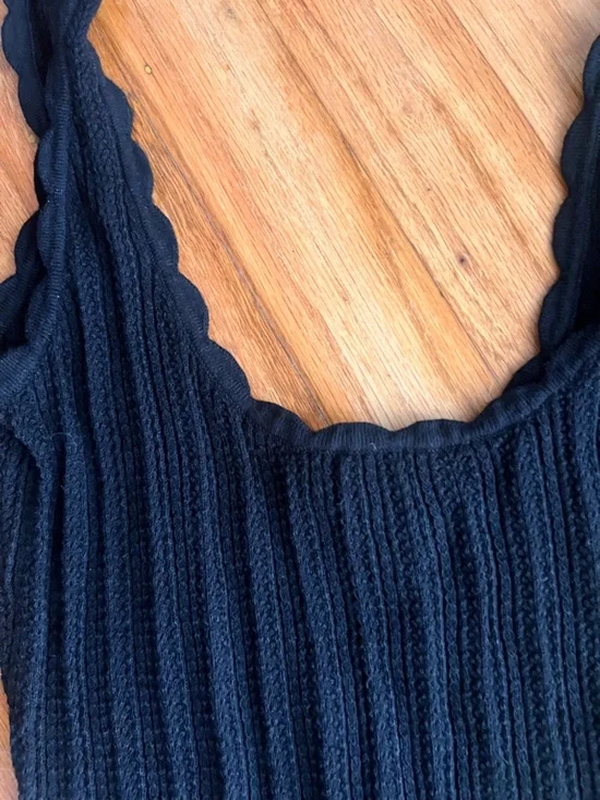 Sézane Black Ribbed Slip Dress - Picture 2 of 5